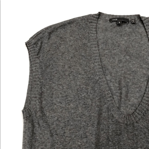 Vince. 100% Merino Wool Gray Sleeveless Sweater - Picture 3 of 9